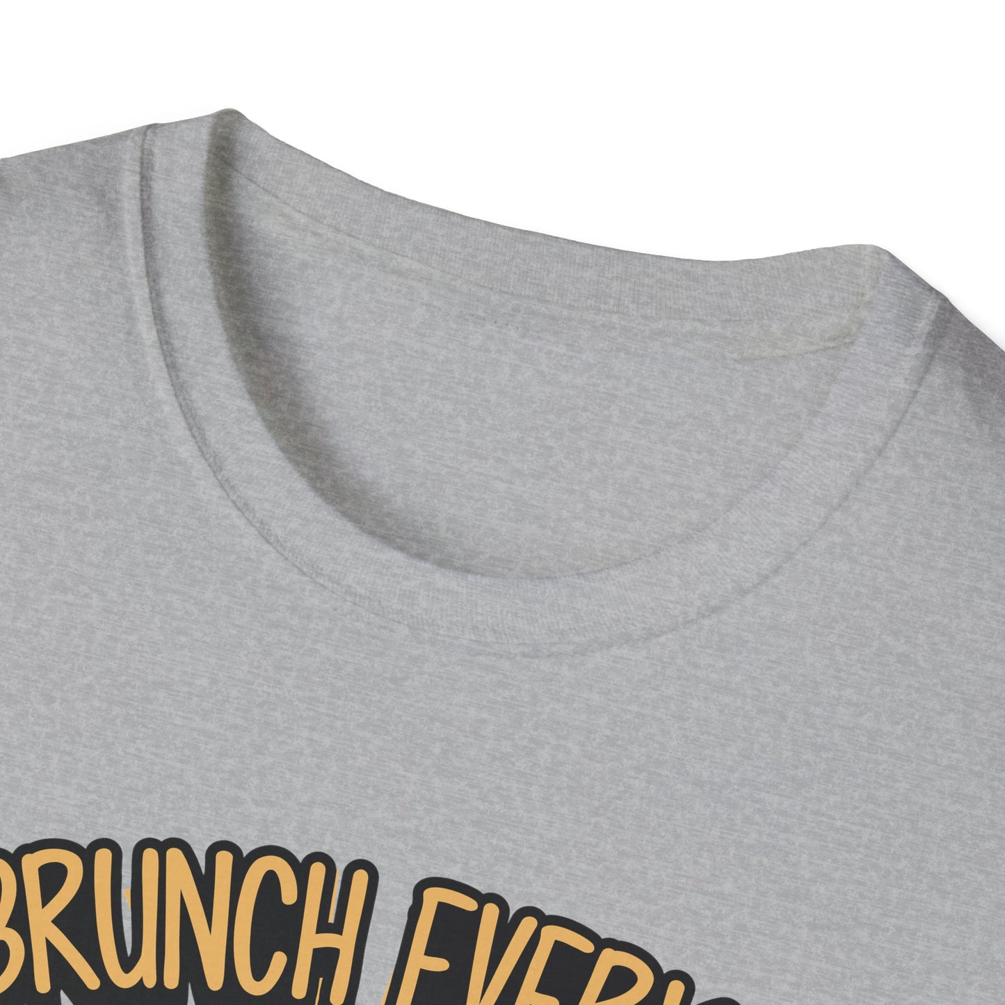 "I Brunch Every Day" unisex softstyle t-shirt, ethically made with superior comfort and durability, offering timeless style for everyday wear or as a fun digital brunch retirement gag gift.