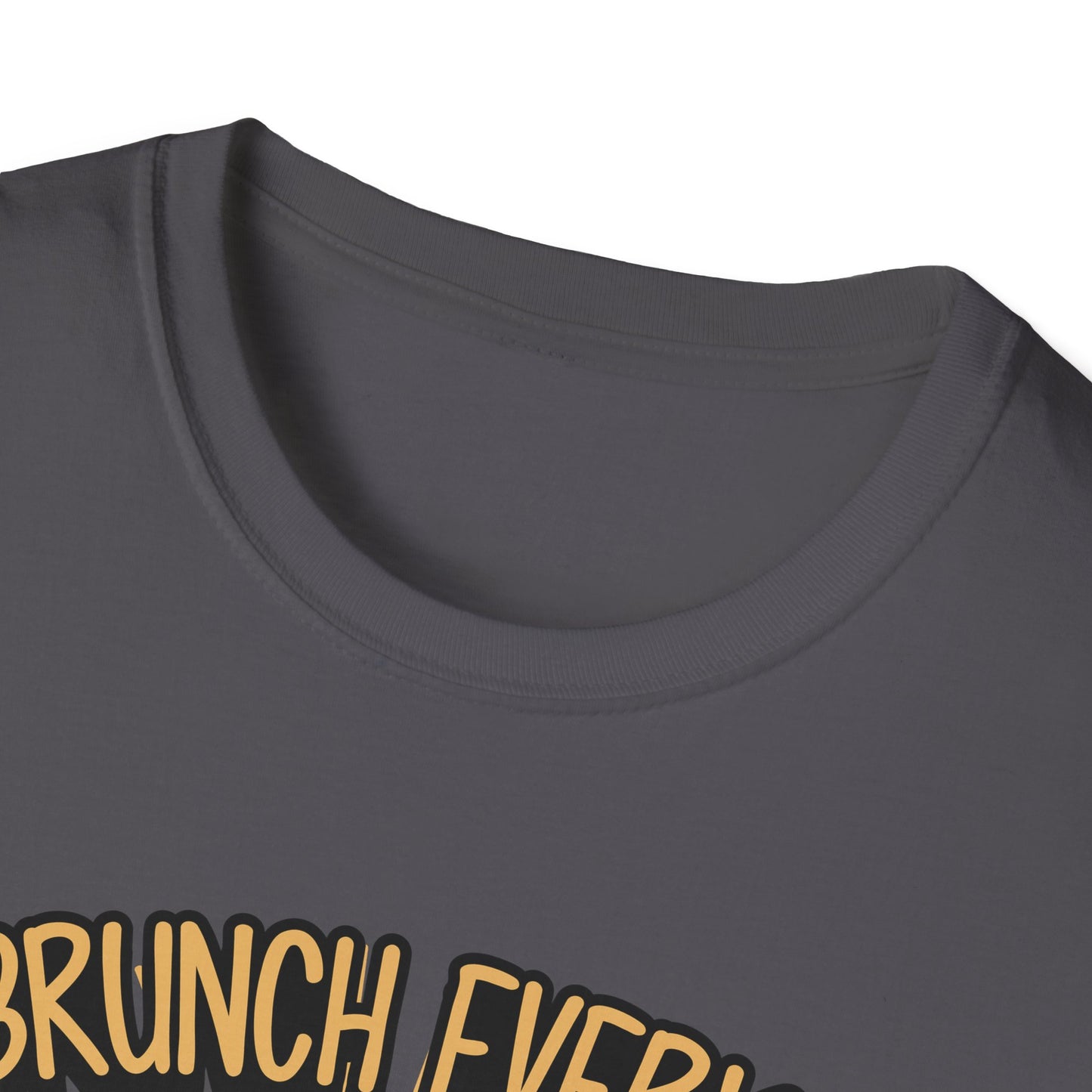 "I Brunch Every Day" unisex softstyle t-shirt, ethically made with superior comfort and durability, offering timeless style for everyday wear or as a fun digital brunch retirement gag gift.