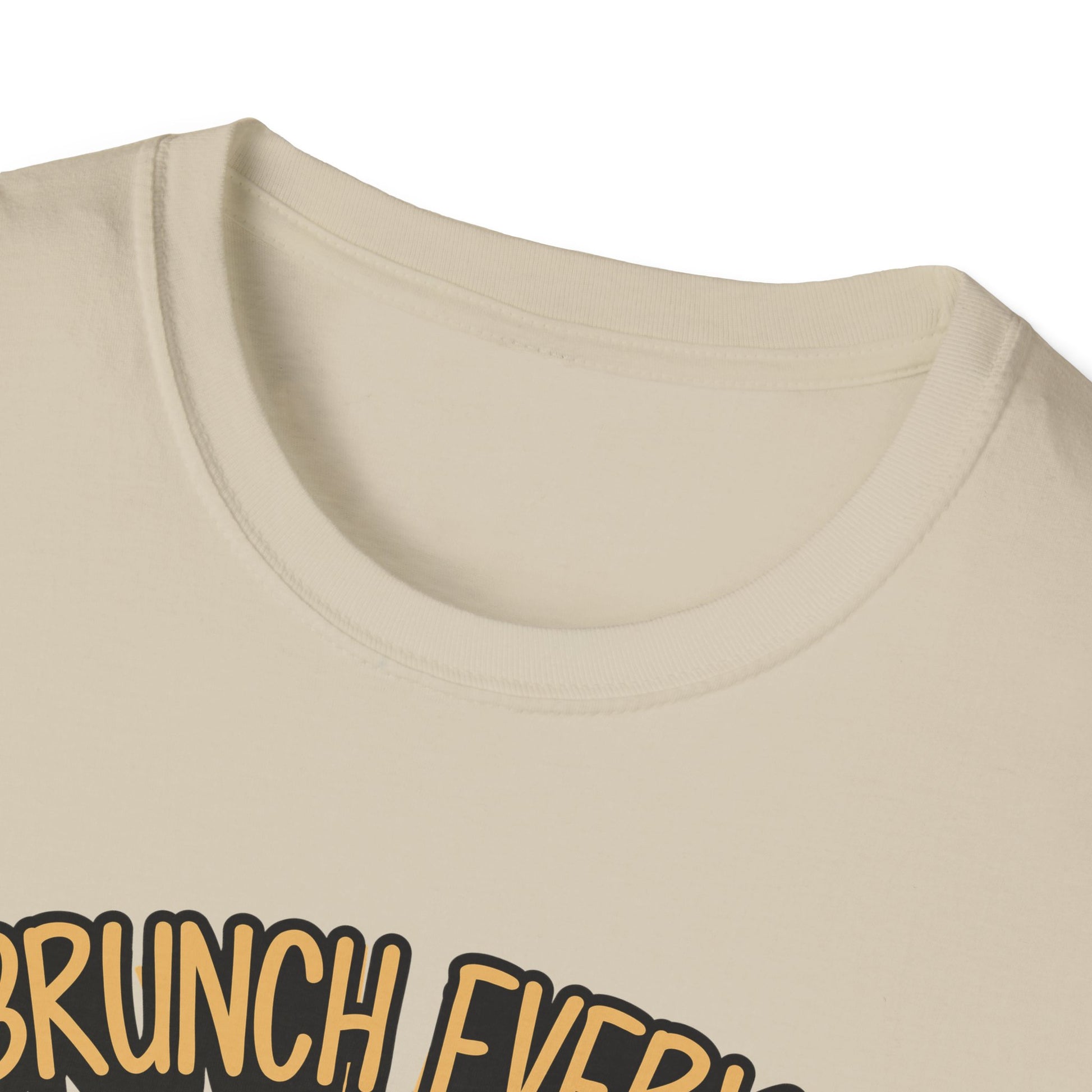 "I Brunch Every Day" unisex softstyle t-shirt, ethically made with superior comfort and durability, offering timeless style for everyday wear or as a fun digital brunch retirement gag gift.