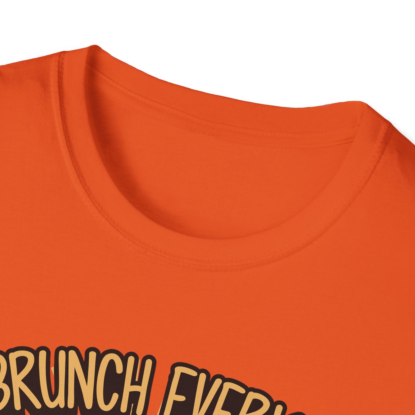 "I Brunch Every Day" unisex softstyle t-shirt, ethically made with superior comfort and durability, offering timeless style for everyday wear or as a fun digital brunch retirement gag gift.