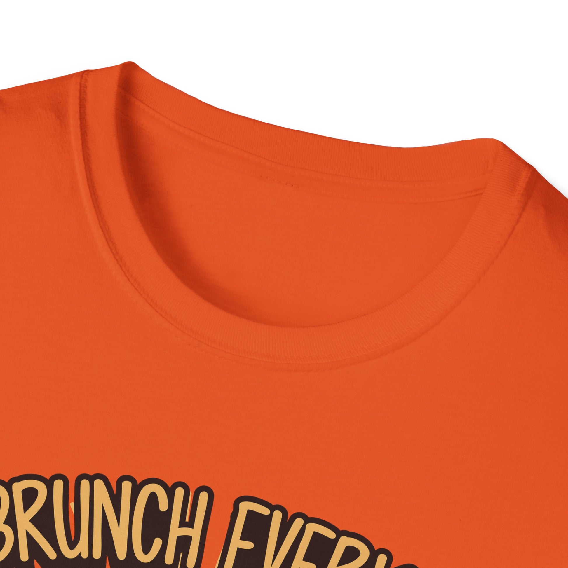 "I Brunch Every Day" unisex softstyle t-shirt, ethically made with superior comfort and durability, offering timeless style for everyday wear or as a fun digital brunch retirement gag gift.