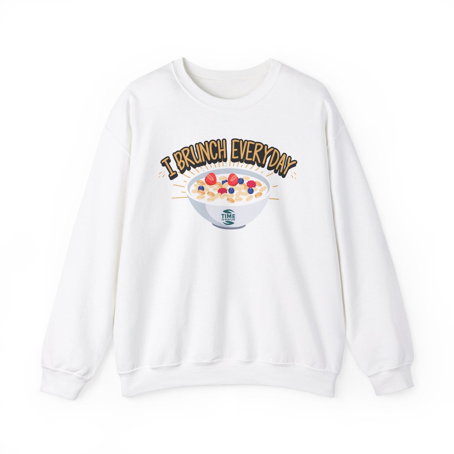 I Brunch Everyday unisex heavy blend crewneck sweatshirt, a cozy and stylish brunch-themed sweater, perfect for casual outings, weekend gatherings, or gifting to brunch lovers.