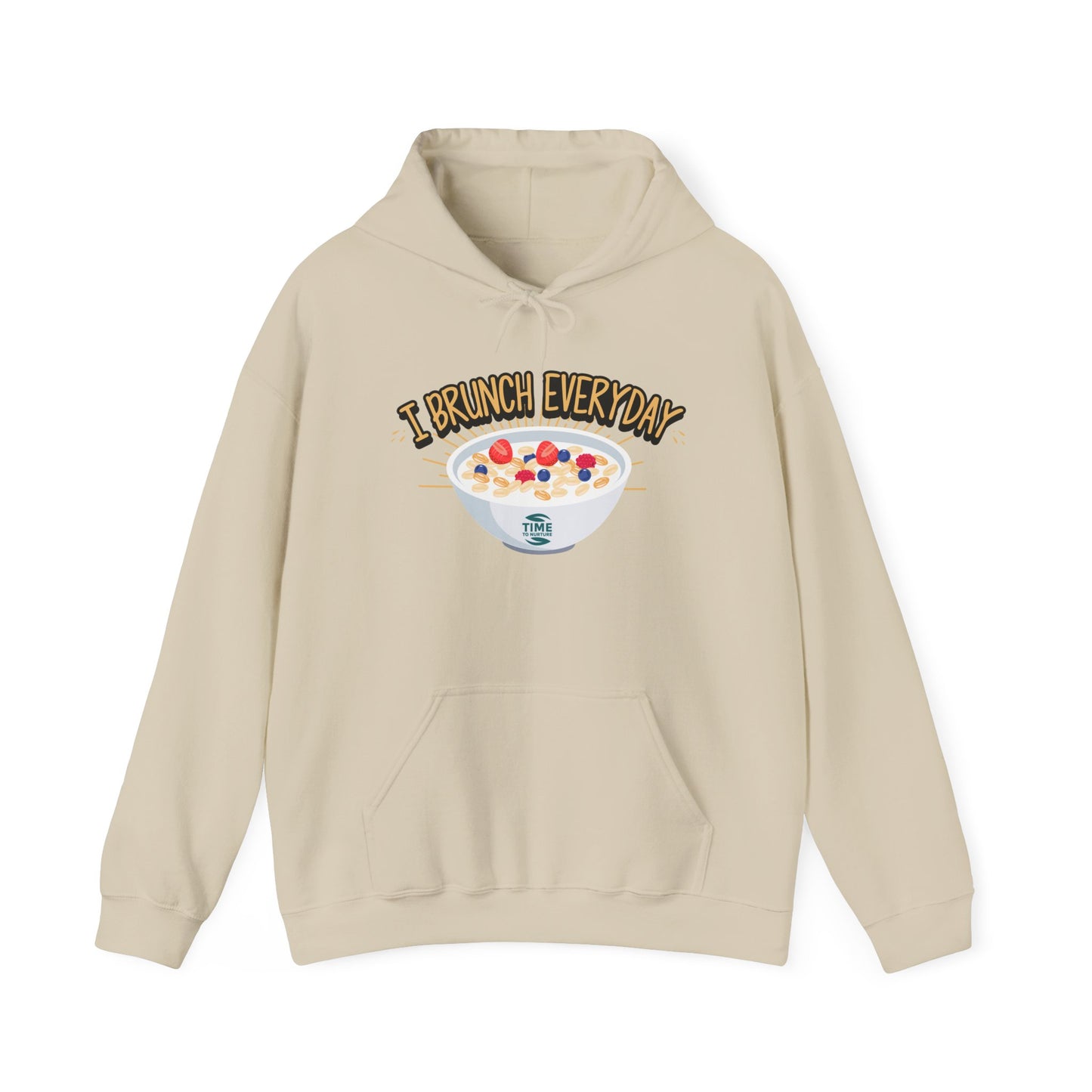 I Brunch Everyday unisex hoodie, a comfy and relaxed fit pullover perfect for lazy Sundays, weekend vibes, and brunch lovers, ideal for cozy days and casual lounge outfits.