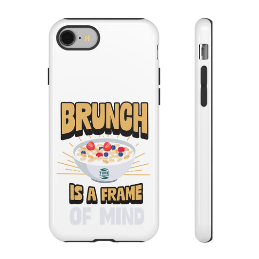 Protective phone case with a brunch retirement theme, featuring the phrase frame of mind. A stylish and durable gift for brunch lovers.