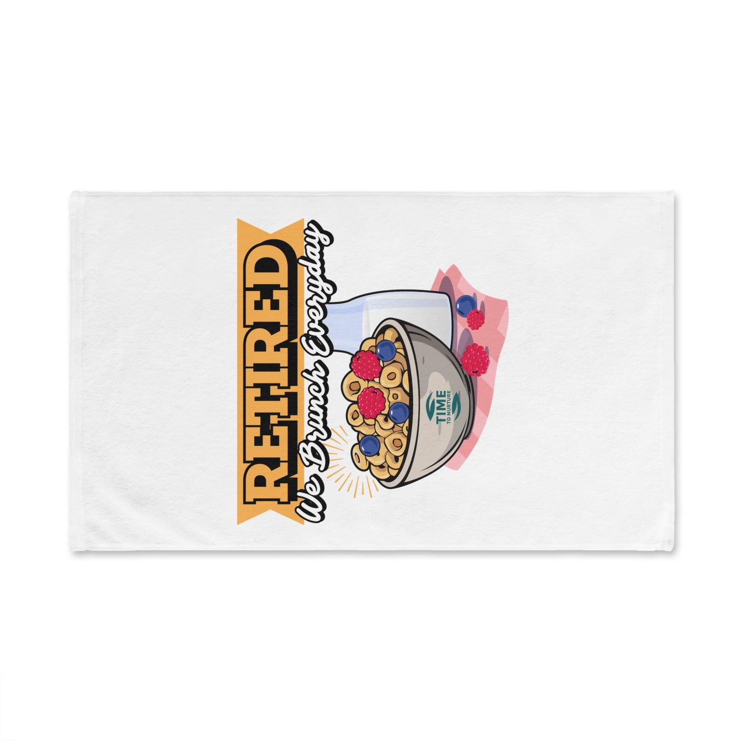 Retired Brunch Everyday hand towel with a humorous and playful design, perfect for retirees, coffee lovers, and brunch enthusiasts. A fun addition to kitchen or bathroom decor and an ideal gift for retirement celebrations.
