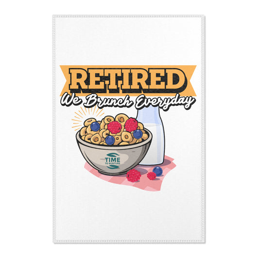 Retired & Brunching Everyday area rug with a fun brunch-themed design, perfect for kitchens, living rooms, or as a stylish retirement gift for brunch lovers