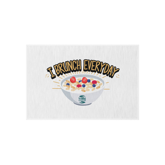 Retired & Brunching Everyday outdoor rug with a fun and stylish design, perfect for patios, picnics, BBQs, garden parties, and outdoor gatherings. Durable and vibrant home décor, making a great retirement gift for foodies, brunch enthusiasts, and relaxation seekers.