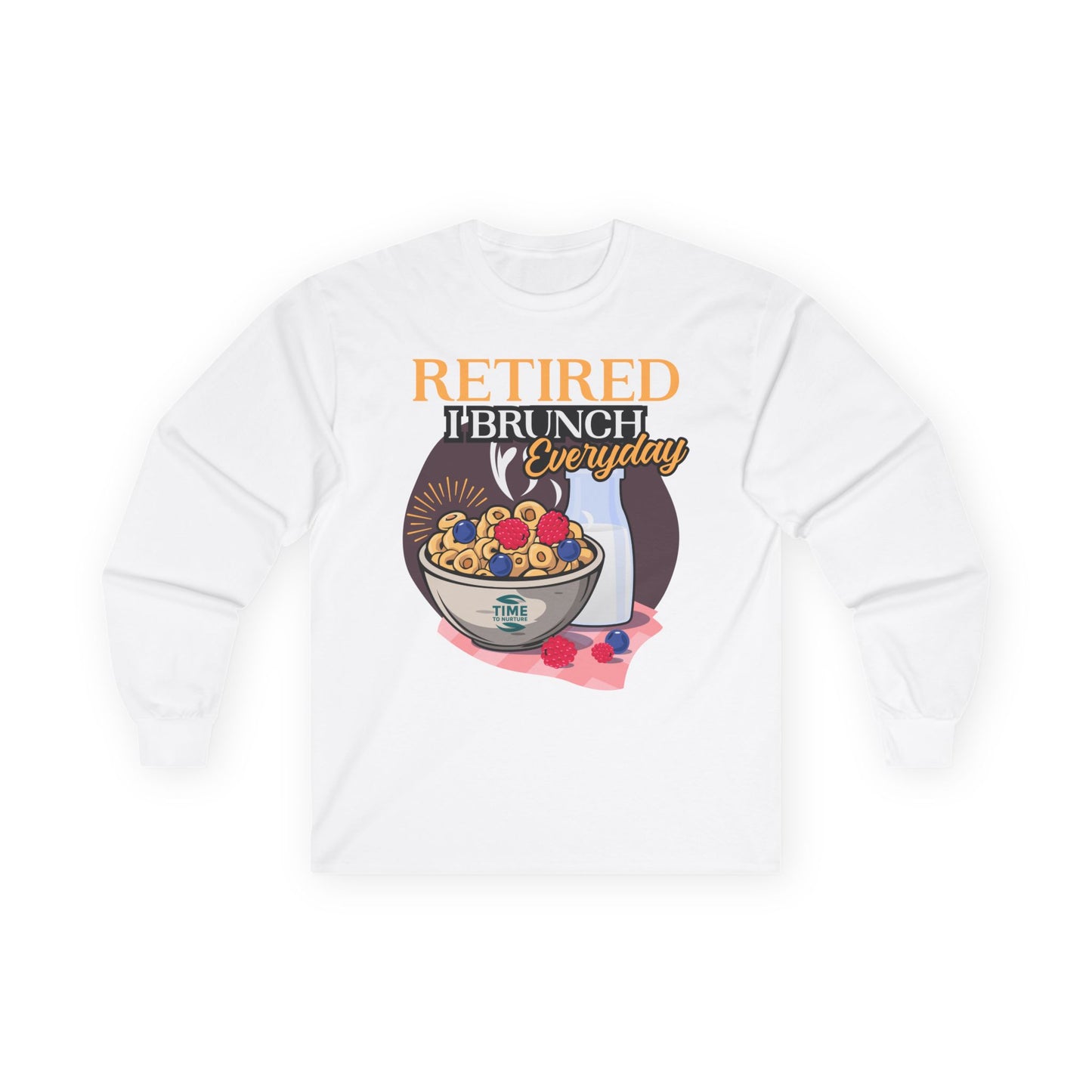 Retired I Brunch Everyday unisex ultra cotton long sleeve tee in a comfortable, durable design, perfect for retirement and brunch lovers