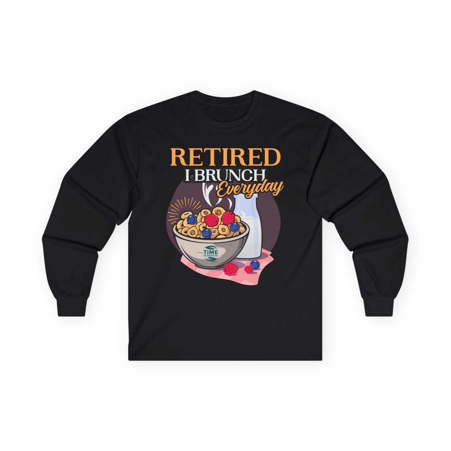 Retired I Brunch Everyday unisex ultra cotton long sleeve tee in a comfortable, durable design, perfect for retirement and brunch lovers