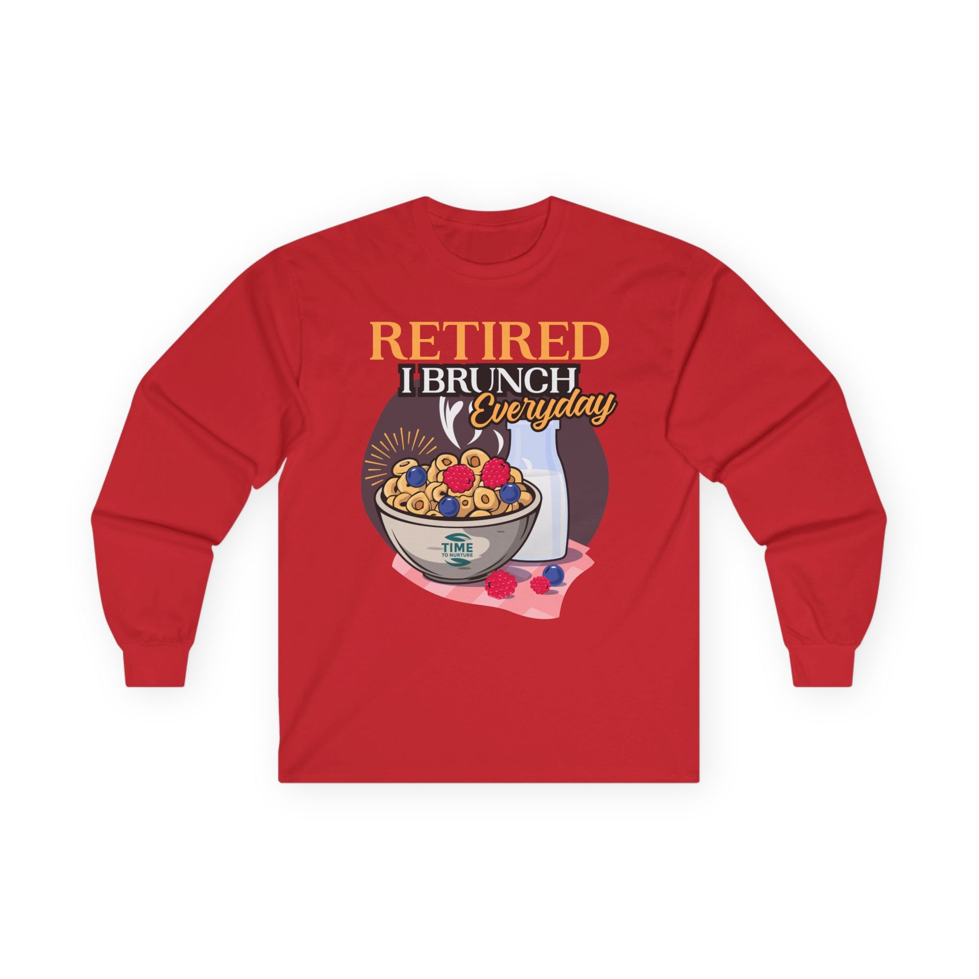 Retired I Brunch Everyday unisex ultra cotton long sleeve tee in a comfortable, durable design, perfect for retirement and brunch lovers