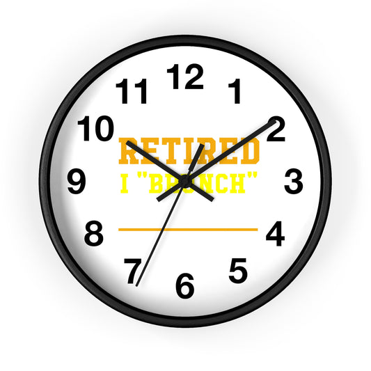 Retired Life wall clock with a stylish design, perfect for adding a relaxing touch to any space, featuring a fun brunch-themed aesthetic for the kitchen, living room, or office.