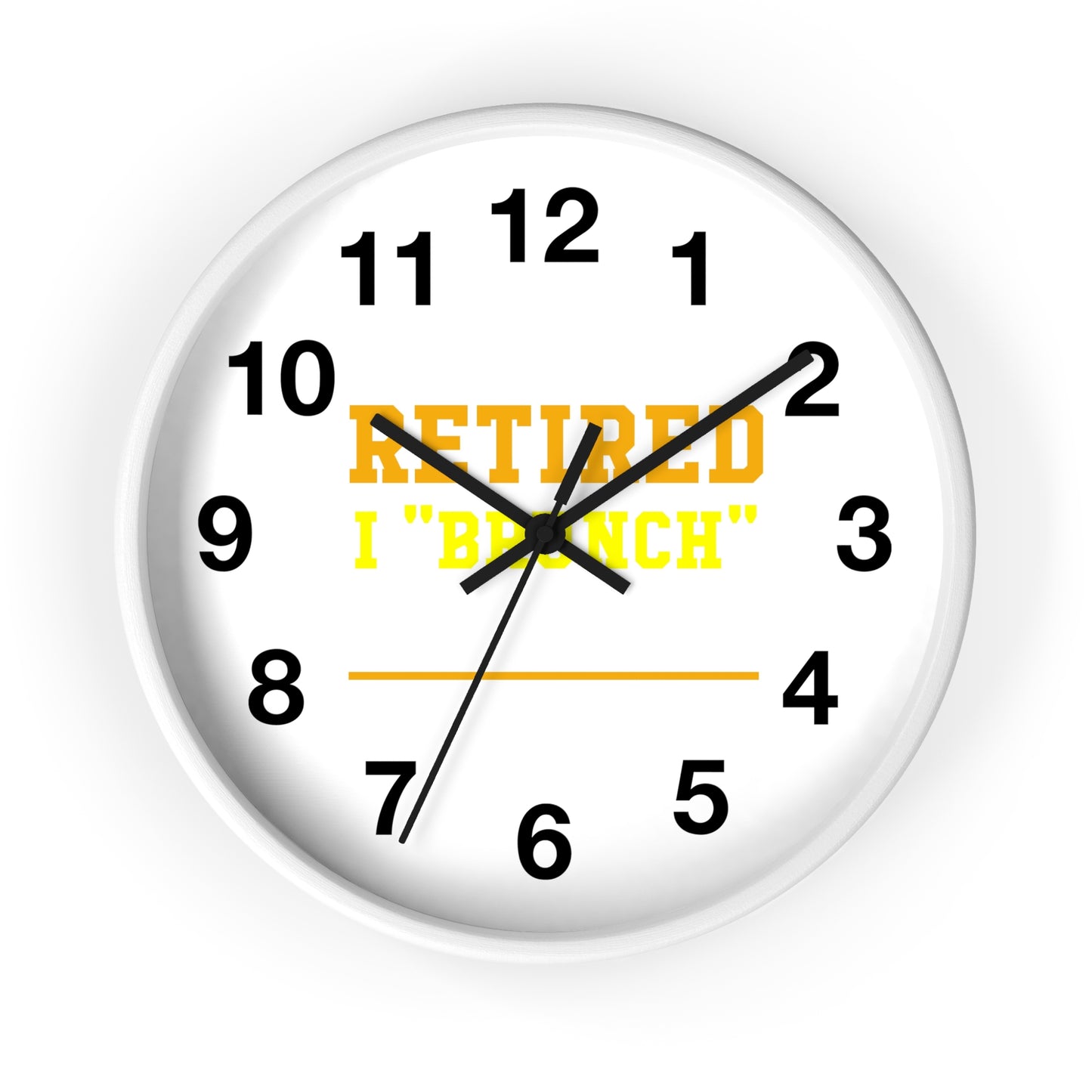 Retired Life wall clock with a stylish design, perfect for adding a relaxing touch to any space, featuring a fun brunch-themed aesthetic for the kitchen, living room, or office.