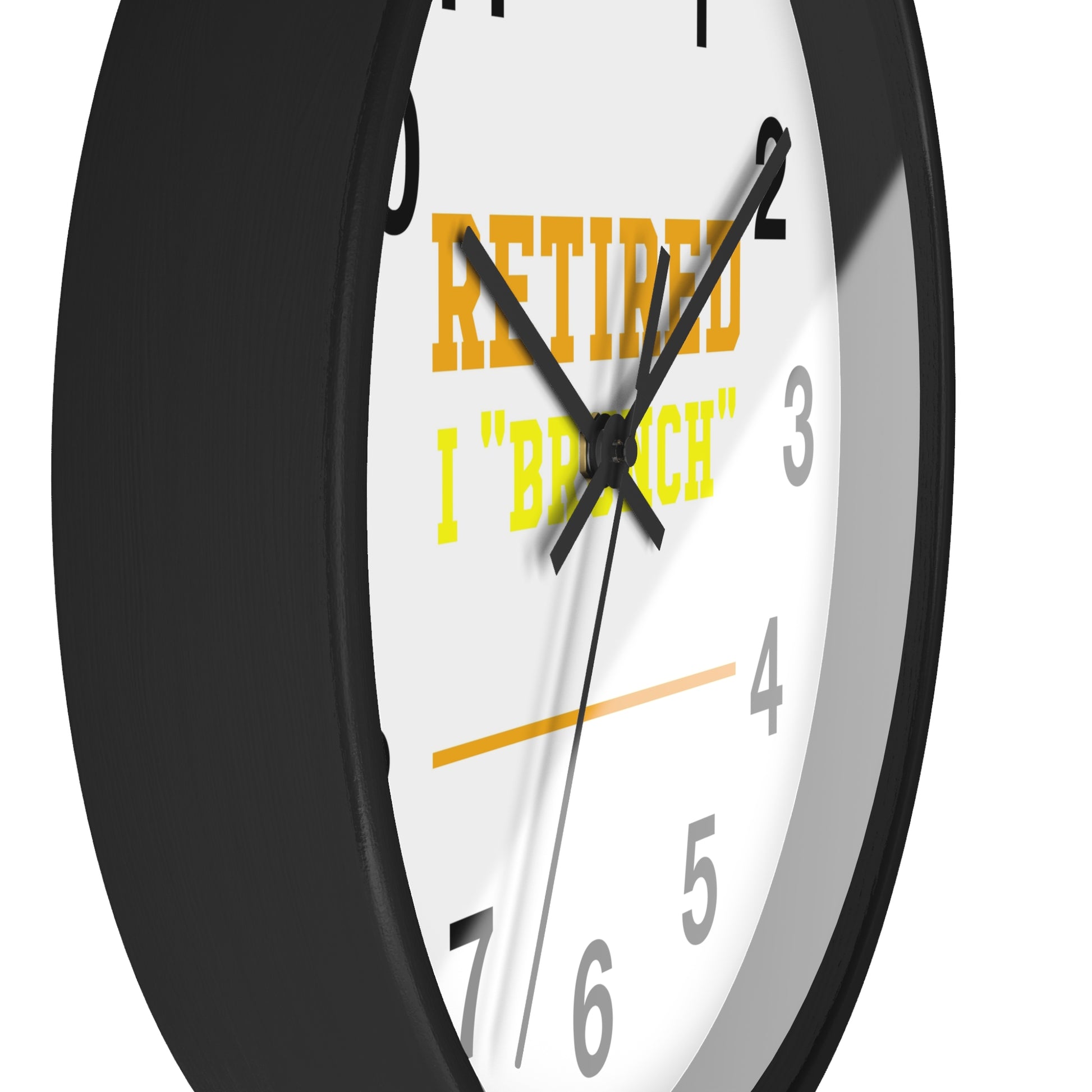 Retired Life wall clock with a stylish design, perfect for adding a relaxing touch to any space, featuring a fun brunch-themed aesthetic for the kitchen, living room, or office.