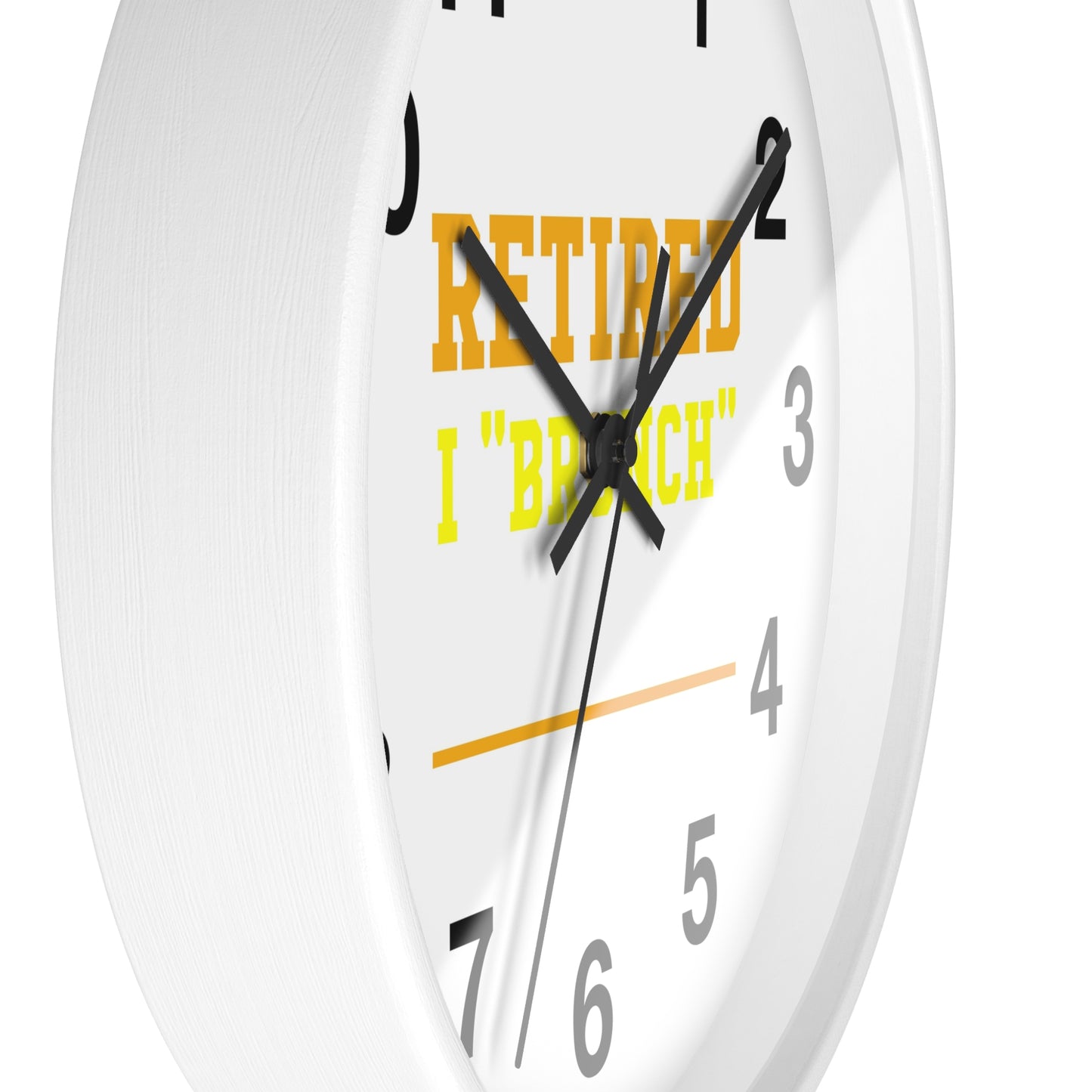 Retired Life wall clock with a stylish design, perfect for adding a relaxing touch to any space, featuring a fun brunch-themed aesthetic for the kitchen, living room, or office.