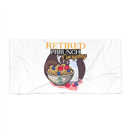 Retired & Loving It beach towel, ultra-soft and absorbent, perfect for relaxation, poolside lounging, and beach getaways.