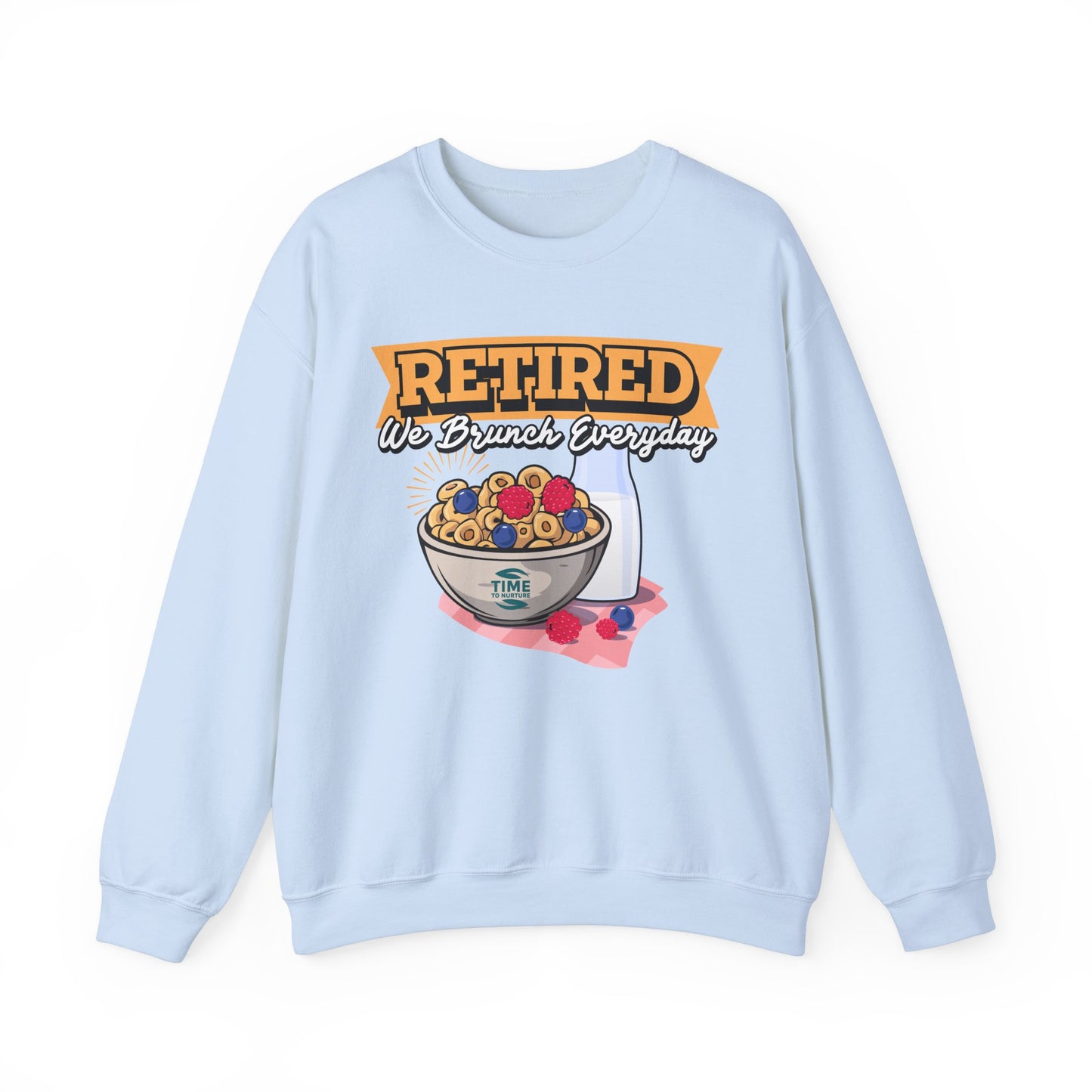 Retired: We Brunch Every Day unisex heavy blend crewneck sweatshirt, a comfortable and durable choice perfect for brunch lovers and relaxed retirement days.