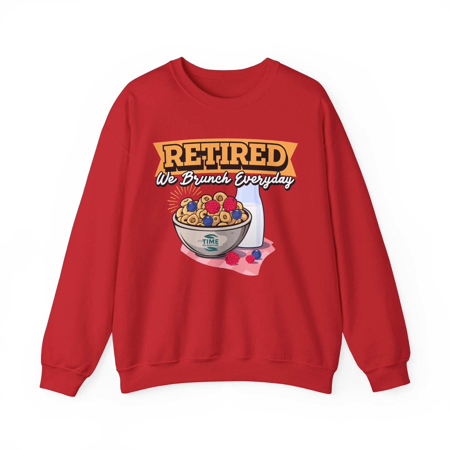 Retired: We Brunch Every Day unisex heavy blend crewneck sweatshirt, a comfortable and durable choice perfect for brunch lovers and relaxed retirement days.