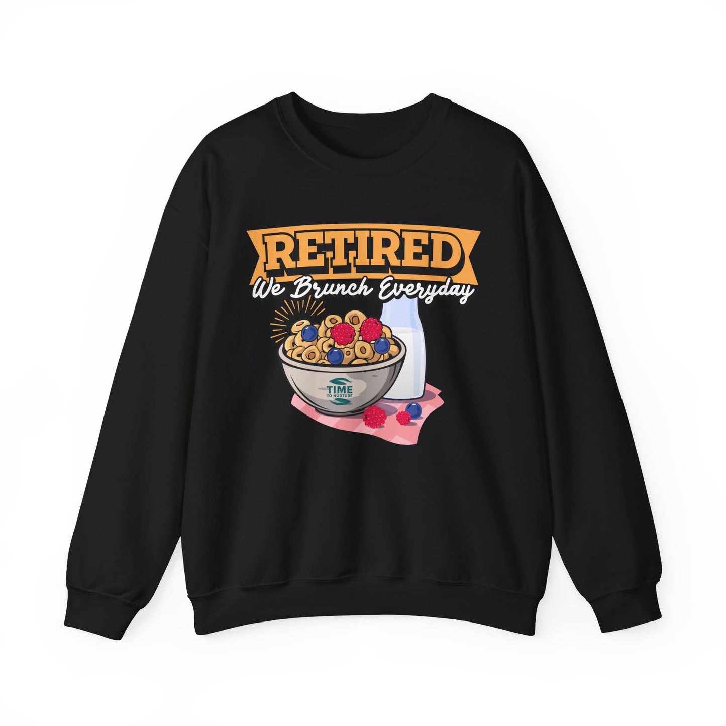 Retired: We Brunch Every Day unisex heavy blend crewneck sweatshirt, a comfortable and durable choice perfect for brunch lovers and relaxed retirement days.
