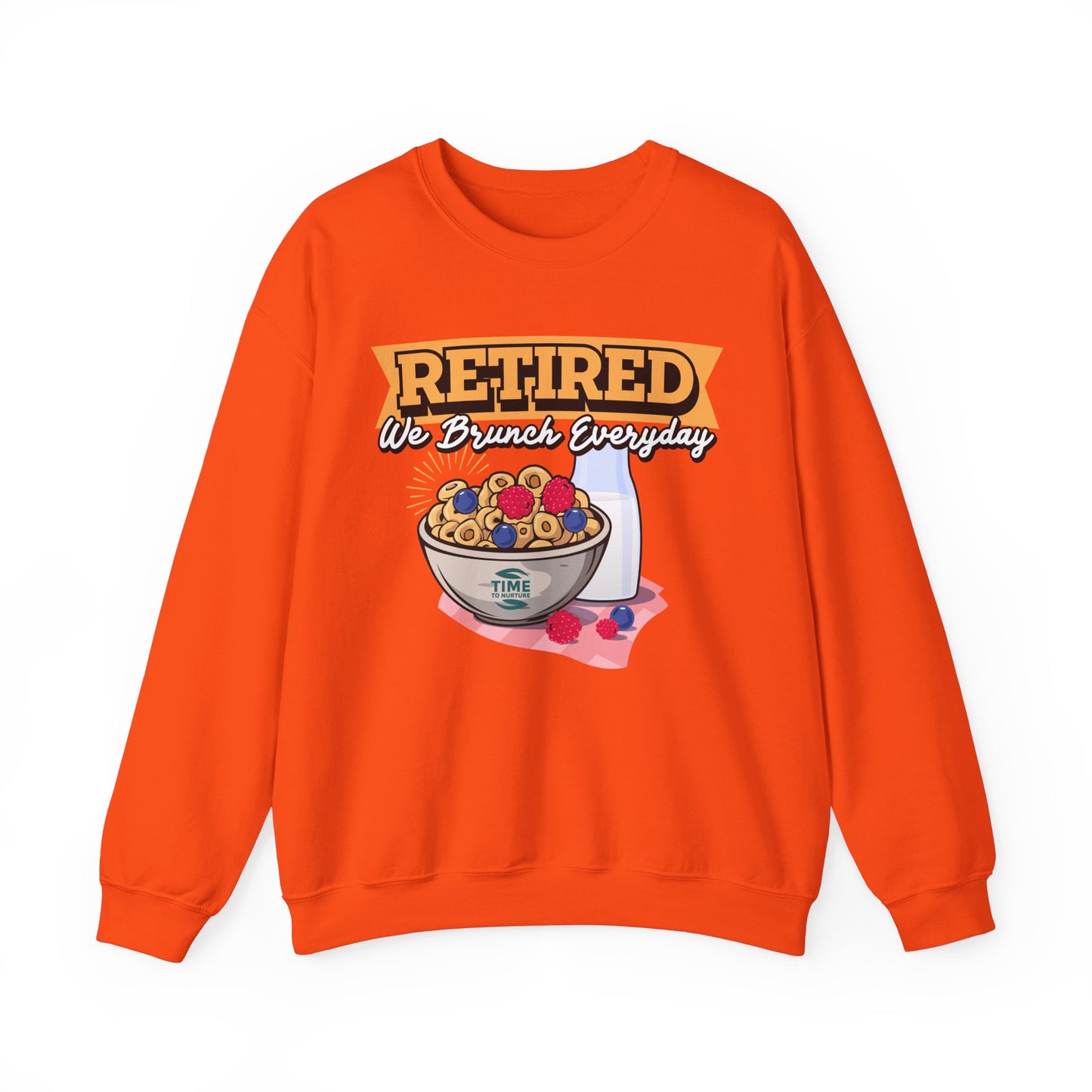 Retired: We Brunch Every Day unisex heavy blend crewneck sweatshirt, a comfortable and durable choice perfect for brunch lovers and relaxed retirement days.
