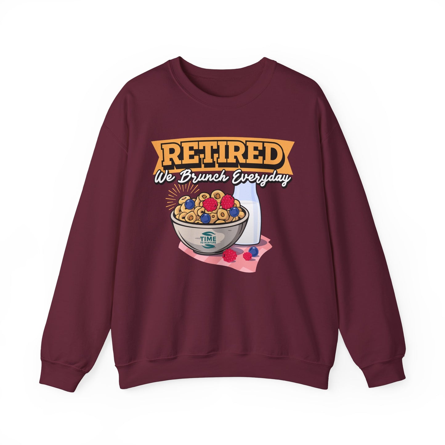 Retired: We Brunch Every Day unisex heavy blend crewneck sweatshirt, a comfortable and durable choice perfect for brunch lovers and relaxed retirement days.