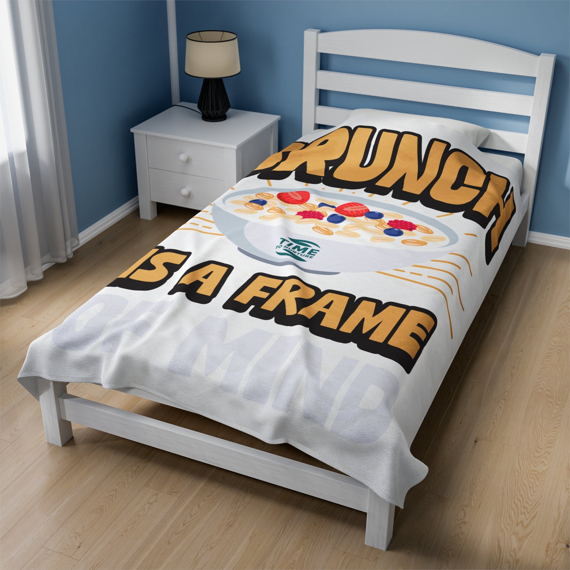 Ultra-soft velveteen plush blanket featuring Brunch Is a Frame of Mind, designed for ultimate comfort and coziness, perfect for brunch lovers to relax, lounge, and enjoy leisurely days at home or on the couch.