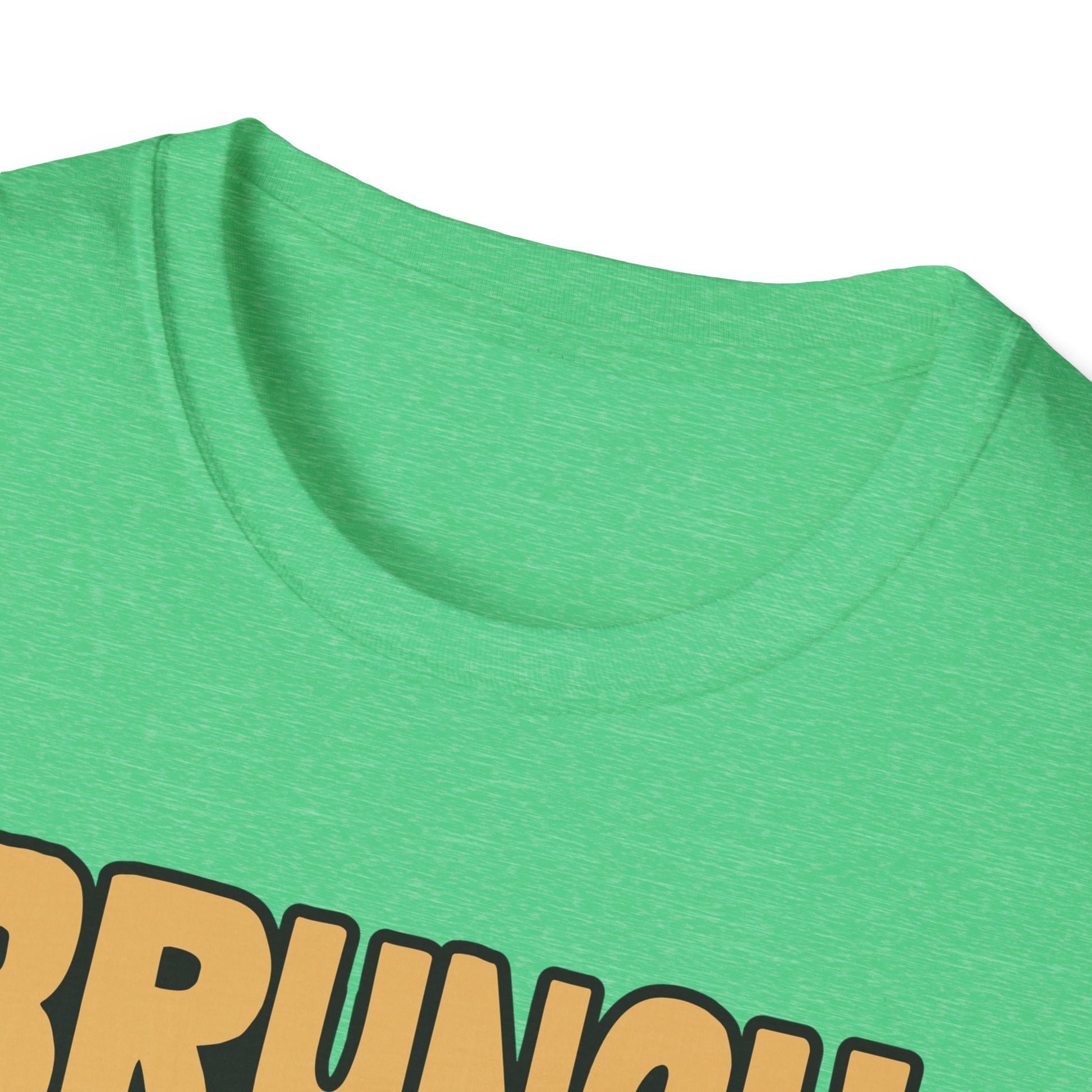 Unisex softstyle t-shirt featuring the phrase "Brunch Is a State of Mind," ethically made with superior comfort and durability. The design includes a fun digital brunch retirement gag gift idea, offering timeless style for casual wear