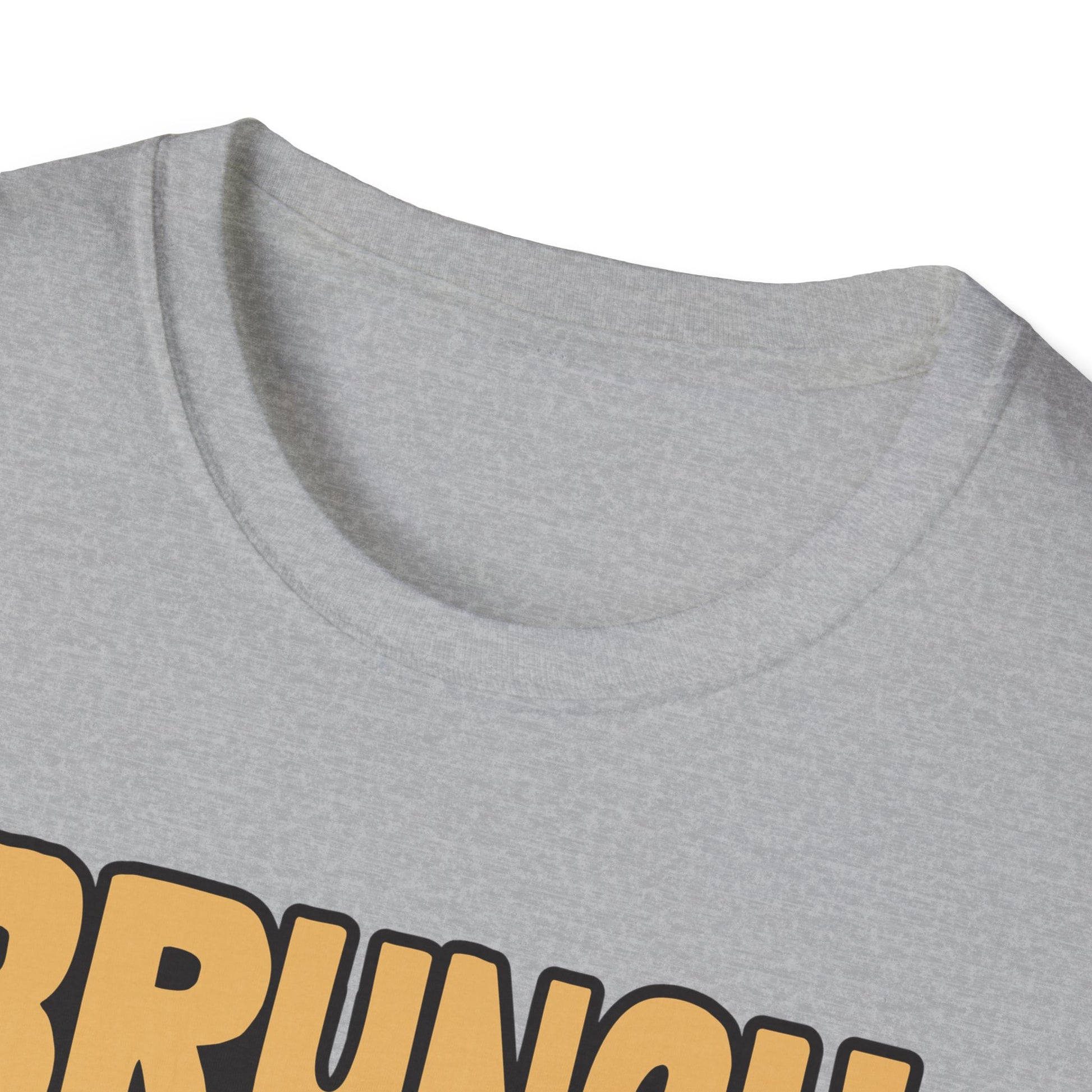 Unisex softstyle t-shirt featuring the phrase "Brunch Is a State of Mind," ethically made with superior comfort and durability. The design includes a fun digital brunch retirement gag gift idea, offering timeless style for casual wear
