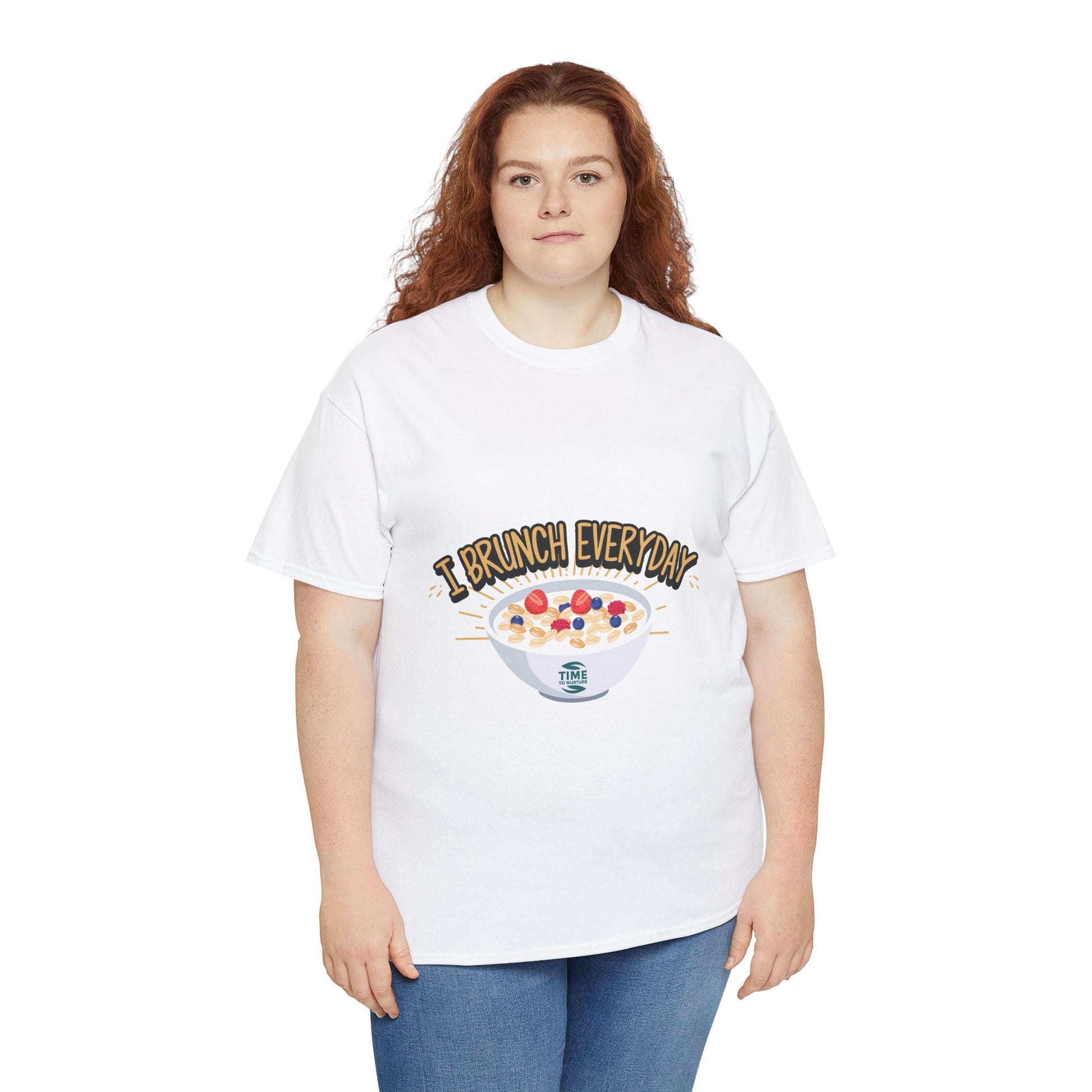 Unisex tee with the phrase 'Brunch Everyday,' perfect for breakfast lovers, foodies, and weekend brunch enthusiasts. A fun and casual wardrobe staple.
