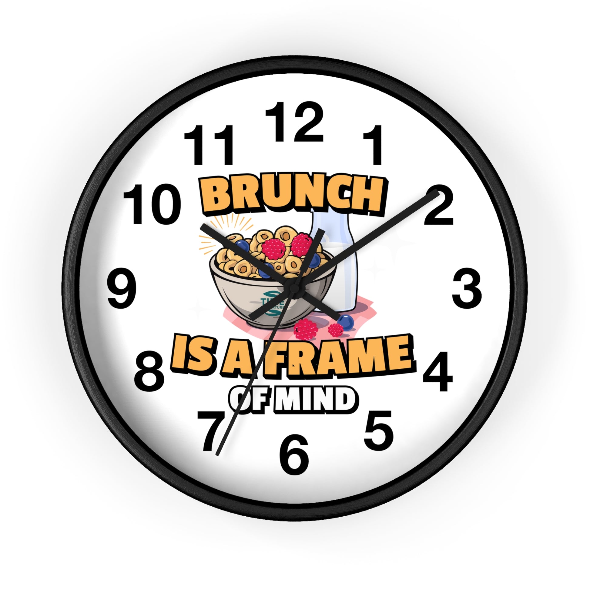 Whimsical brunch wall clock with a playful design, perfect for kitchen decor, a unique gift for brunch lovers, and a stylish home accent