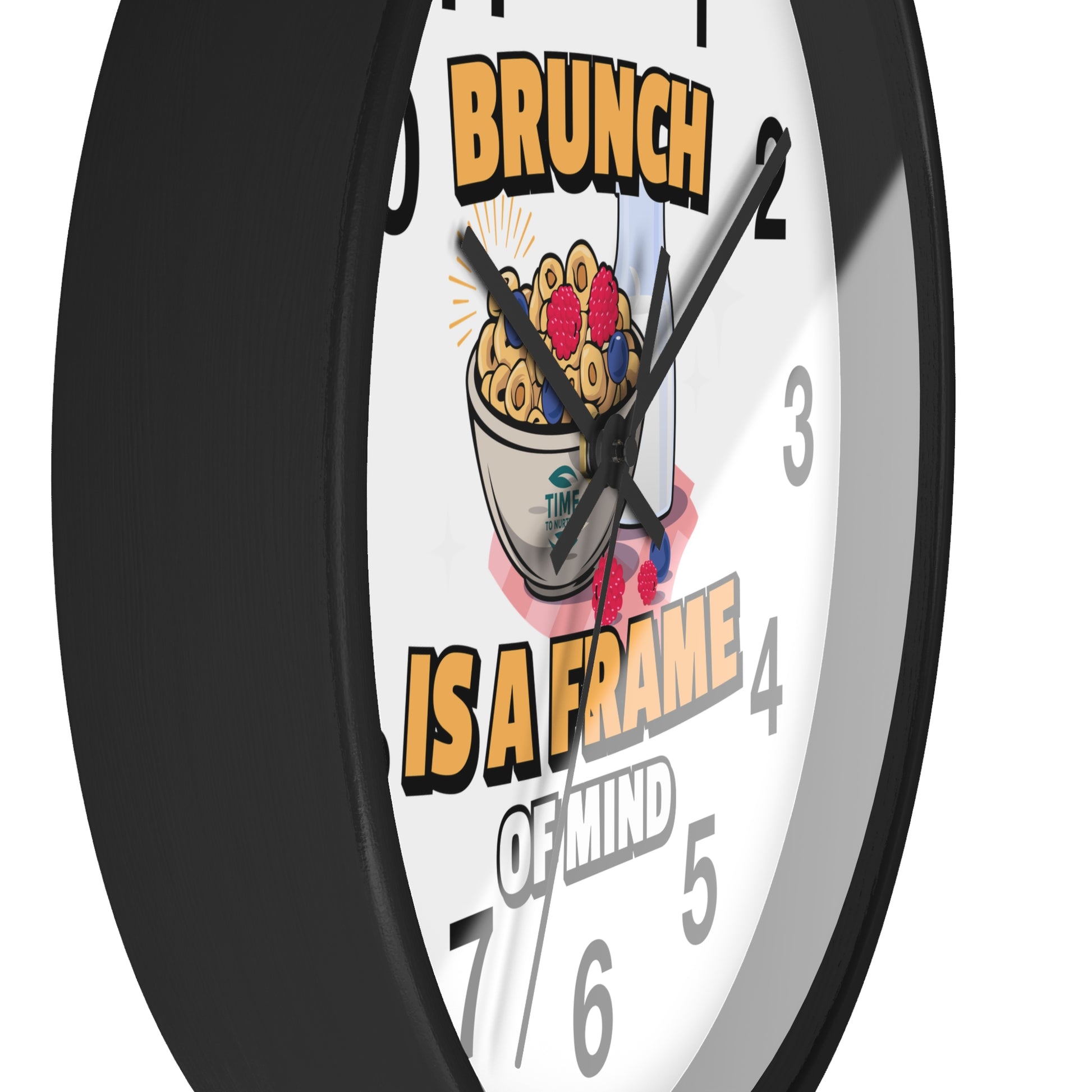 Whimsical brunch wall clock with a playful design, perfect for kitchen decor, a unique gift for brunch lovers, and a stylish home accent
