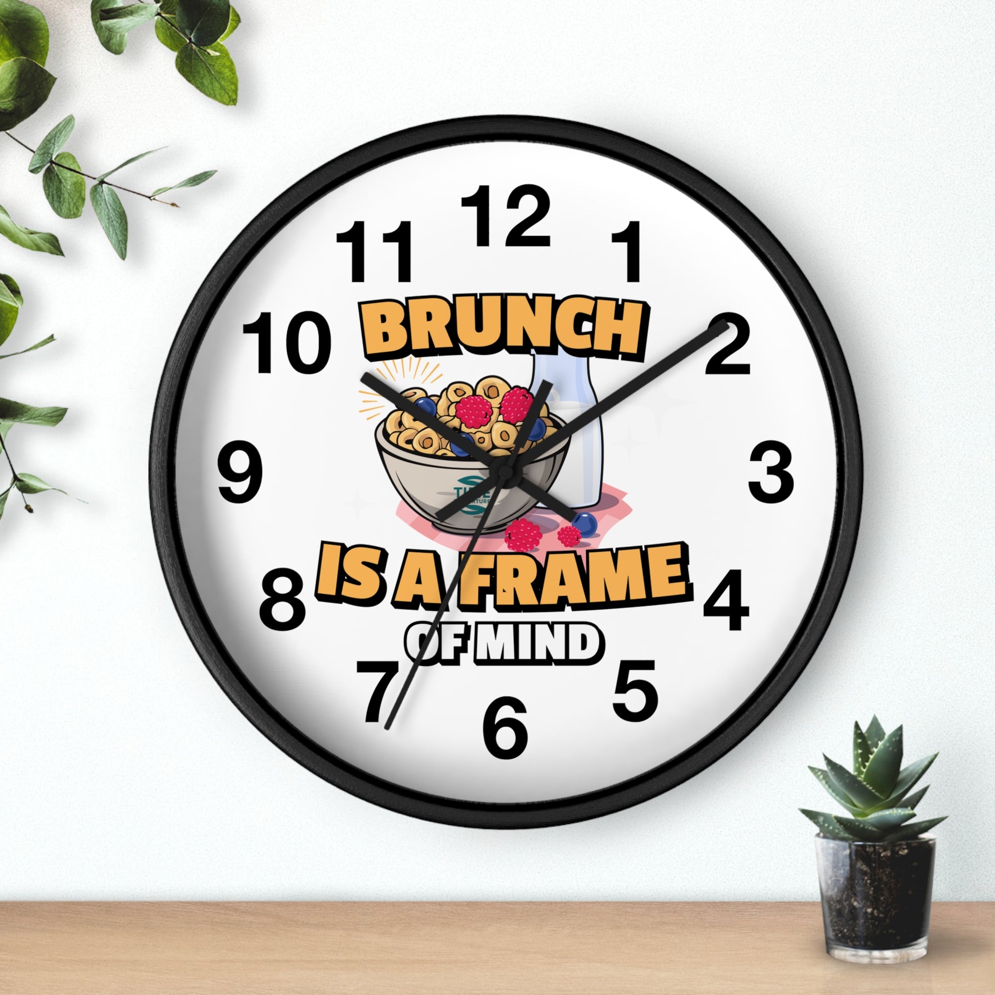 Whimsical brunch wall clock with a playful design, perfect for kitchen decor, a unique gift for brunch lovers, and a stylish home accent