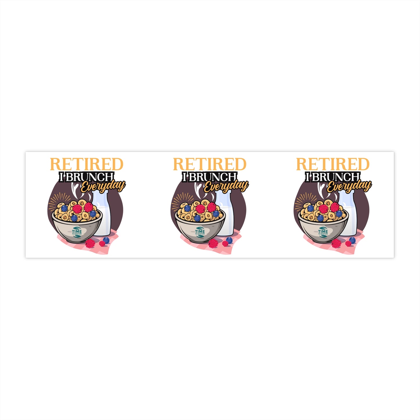 retired and brunching everyday bumper sticker with a funny retirement quote perfect for brunch lovers, car decals, laptops, coolers, and retirement party accessories