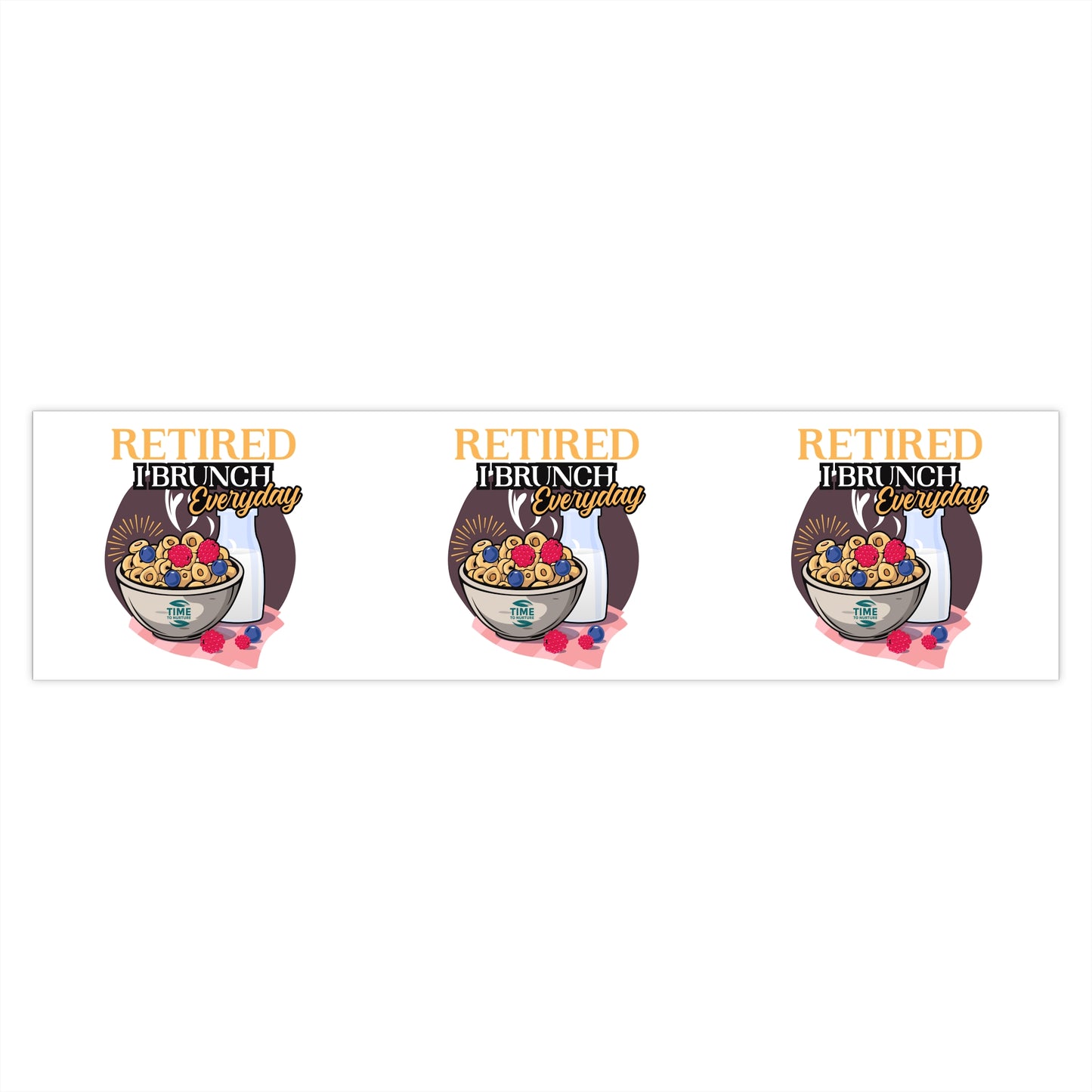 retired and brunching everyday bumper sticker with a funny retirement quote perfect for brunch lovers, car decals, laptops, coolers, and retirement party accessories