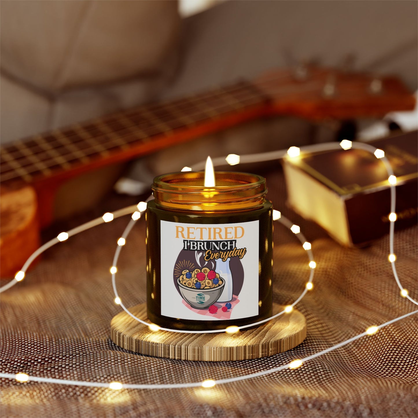 scented candle set made with coconut apricot wax, featuring a playful "Retirement Brunch" theme and funny quotes. Perfect as a relaxing home fragrance, thoughtful retirement gift, or a humorous present for coworkers.