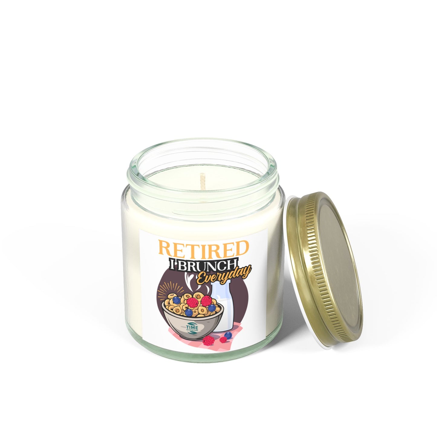 scented candle set made with coconut apricot wax, featuring a playful "Retirement Brunch" theme and funny quotes. Perfect as a relaxing home fragrance, thoughtful retirement gift, or a humorous present for coworkers.