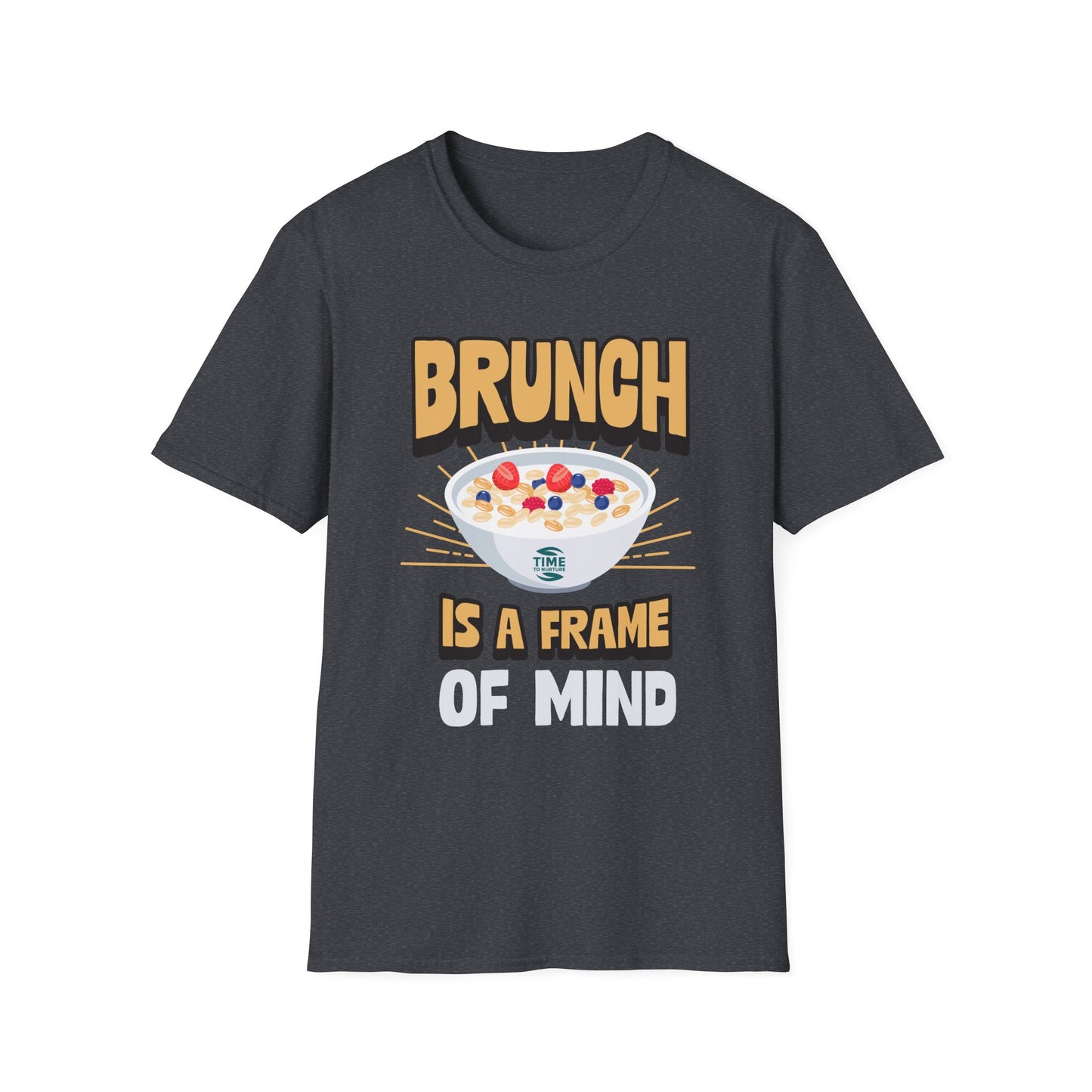 unisex softstyle t-shirt with "Brunch Frame Retirement" graphic; casual and comfortable tee ideal for brunch lovers, weekends, and gift giving999
